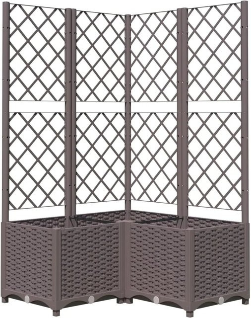 vidaXL Pflanzkübel mit Rankgitter aus Polypropylen in Braun, B/T/H: 80 x 80 x 136 cm - Bild 1