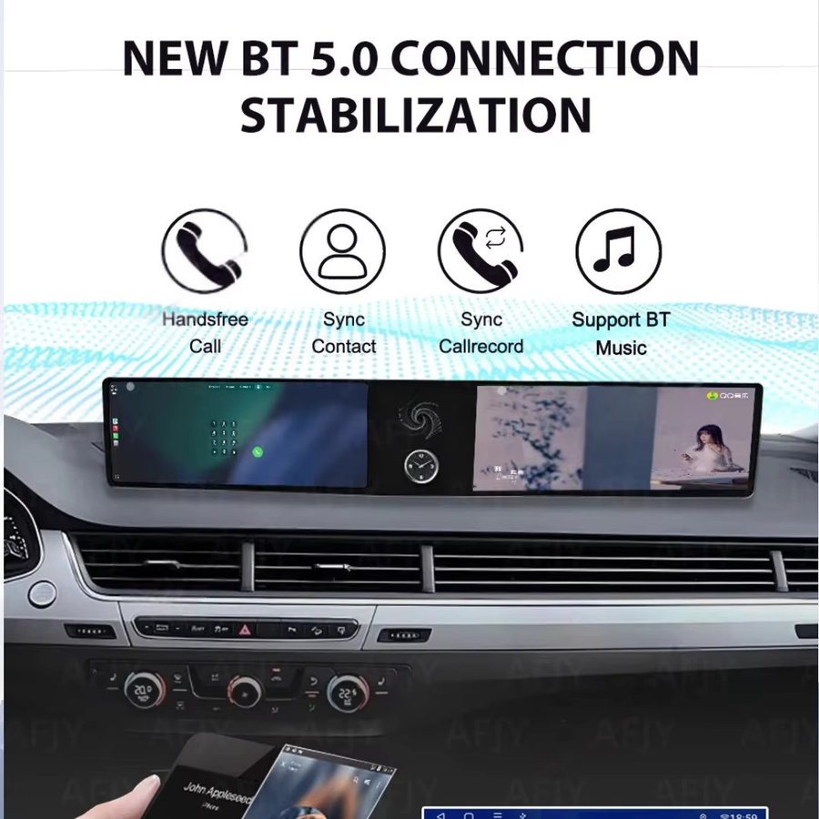 YANFU Dual Android 13 Carplay Autoradio mit 12,3 Zoll Touchscreen und GPS Navigation für Audi Q7 in Schwarz - Bild 4