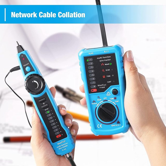 Bside Netzwerk Kabel Tester Detektor für RJ11 RJ45 Cat5 Cat6 Ethernet LAN in Blau - Bild 1