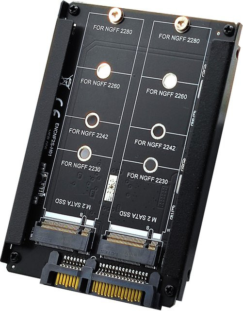 T.F.SKYWINDINTL Dual NGFF B+M Key M.2 SSD zu 2,5 Zoll SATA Combo HDD-Laufwerksgehäuse mit JBOD Raid0 Span Bridge in Schwarz - Bild 1