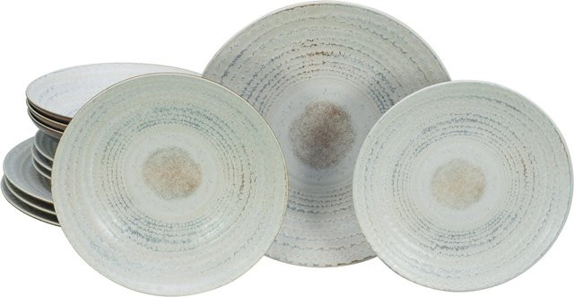 CreaTable Neapel Dinner-Service aus Keramik, 12-teilig, Offwhite - Bild 1