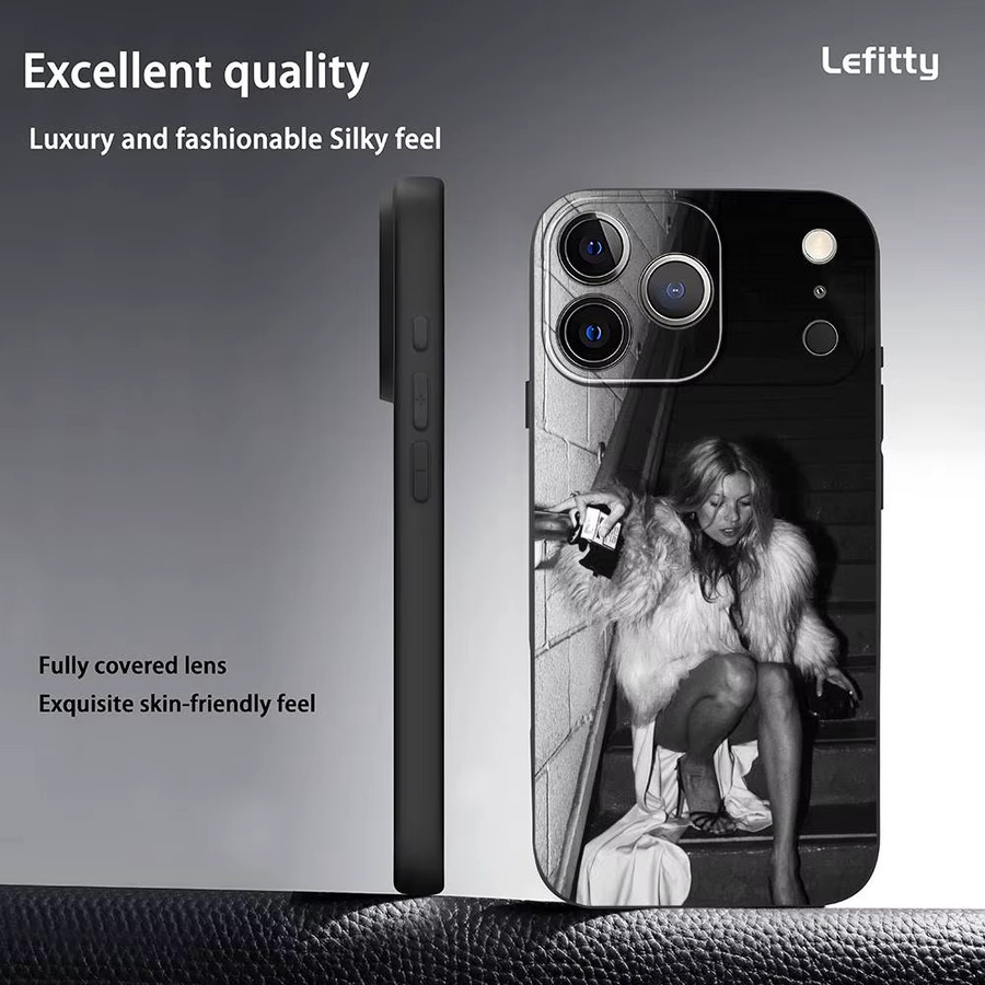 Kate M-Moss Trendige Handyhülle für iPhone 11 bis 17 Pro Max Plus Mini in Schwarz mit Frosted Soft Shell Design - Bild 3