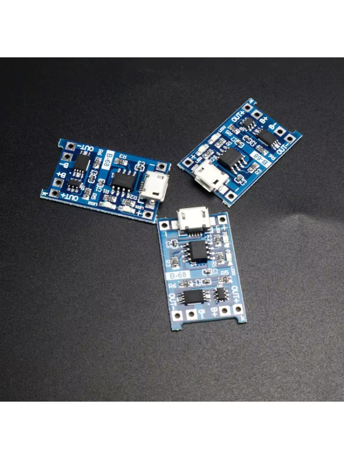 TP4056 Lithium-Batterielademodul mit Schutzfunktion für 18650 Lithium-Ionen Akkus, Micro USB 5V 1A, Blau - Bild 3