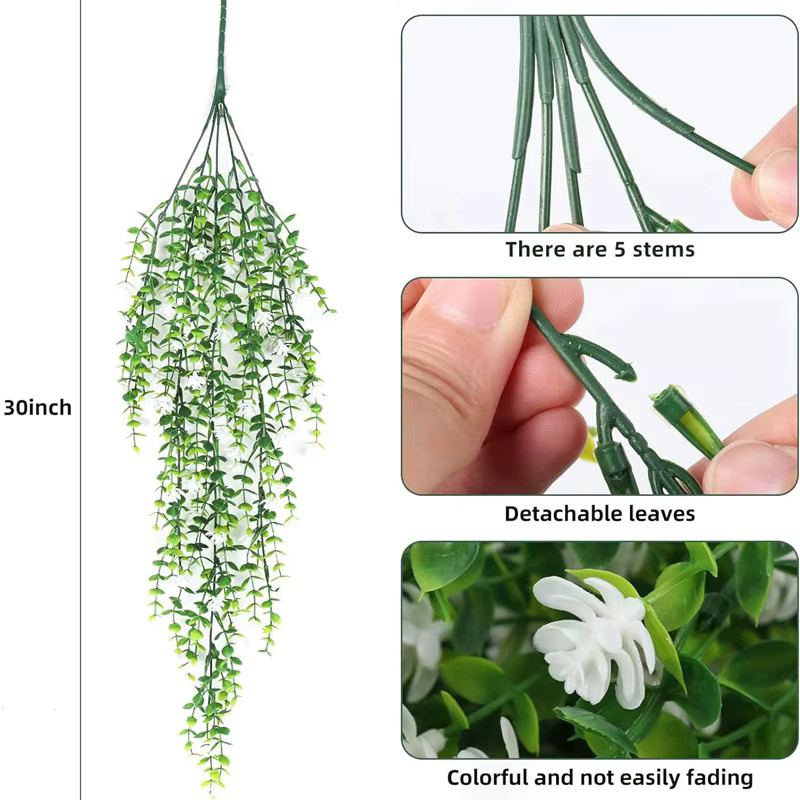 MENGHAO Künstliche Eukalyptusblätter Rebe in Grün und Rose Red, 76,2 cm hängende Pflanze für Garten, Hochzeit und Zimmerdekoration - Bild 3