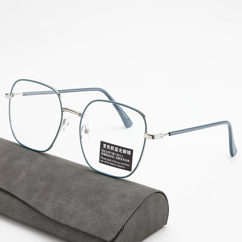 DIXSG Korrektionsbrille, quadratisch, Metall, Vollrand, blau - Bild 2