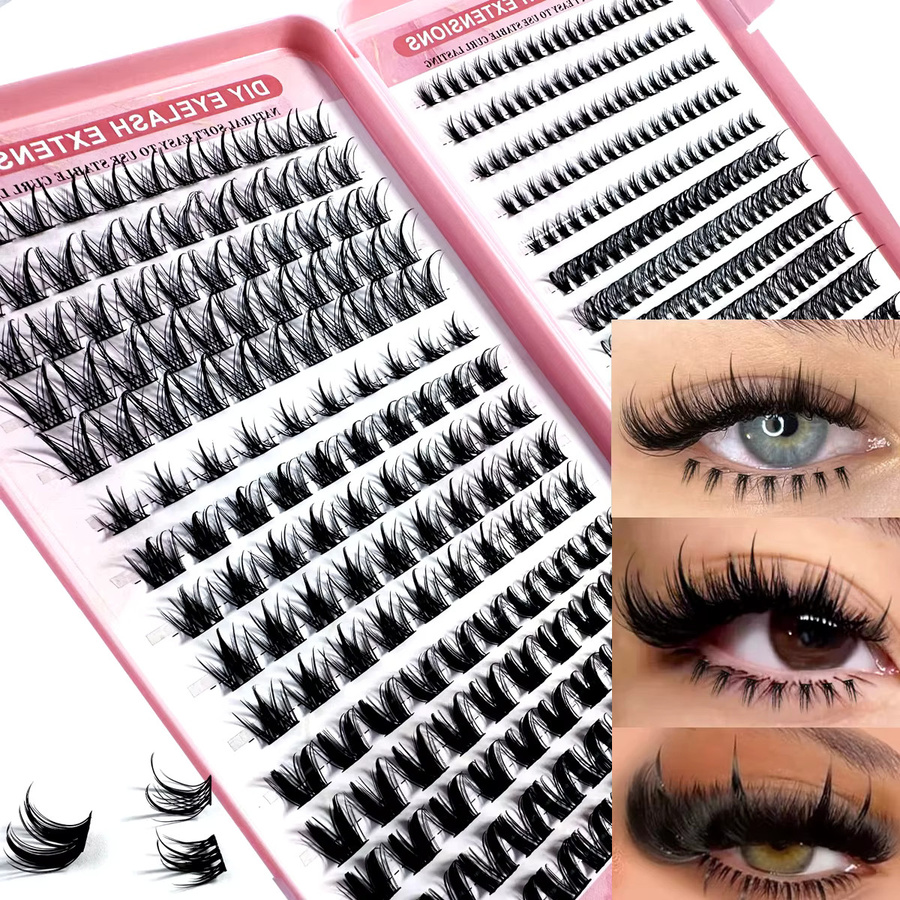 LYBCG Manga Spiky Einzelwimpern-Cluster, 10-16mm, D-Curl, Unisex - Bild 2