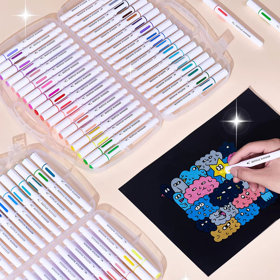 Wasserlösliches Acrylmarker-Set mit 12 bis 36 Farben, wasserfeste und nicht ausblutende bunte Stifte für Kinder - Bild 2