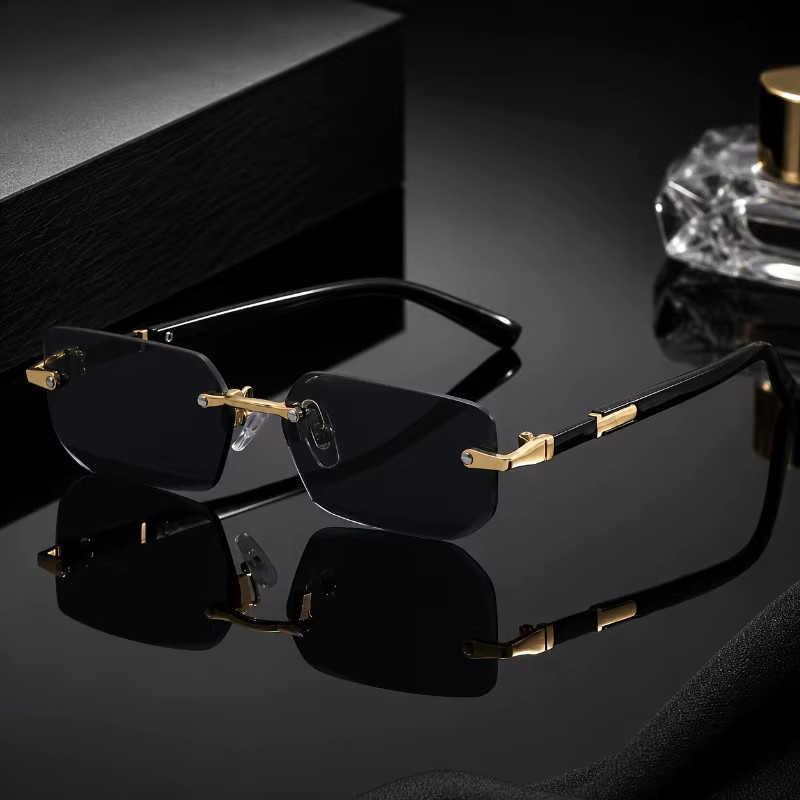 BMAD Sonnenbrille, randlos, quadratisch, Unisex, schwarz, Metall - Bild 2