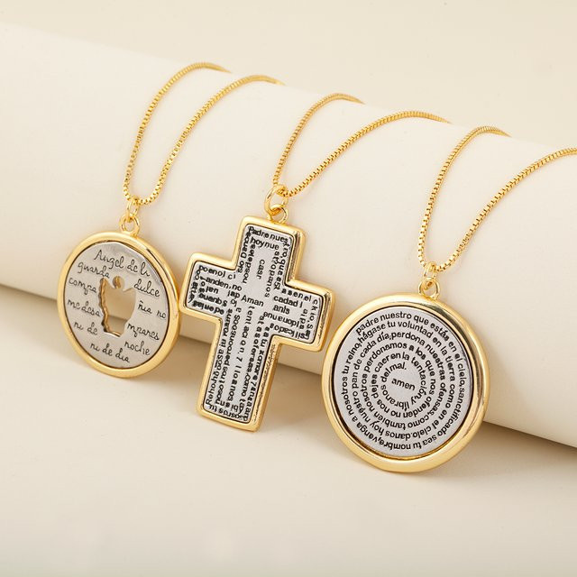 NIDIN Halskette mit Kreuz Anhänger, Kupfer, Gold, Unisex - Bild 1