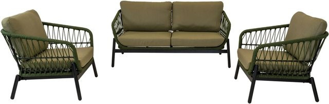 Lesli Lounge-Set Zavi 3-teilig Olive mit Polsterung und Aluminiumgestell - Bild 1