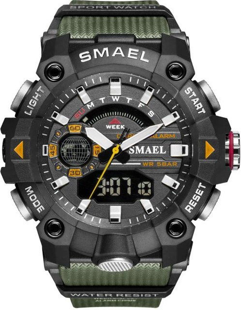 SMAEL Digitaluhr, Herren, Grün, Quarz, 5 ATM, Kunststoff - Bild 1