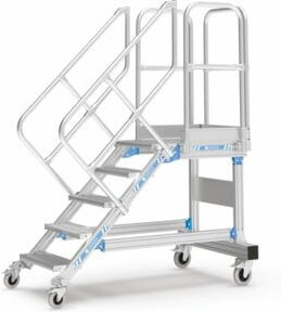 ZARGES Plattformtreppe fahrbar aus Aluminium, 5 Stufen, 60 Grad, Silber, Breite: 80 cm, Tiefe: 60 cm, Höhe: 125 cm - Bild 1