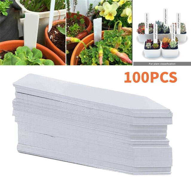 100 Stück wasserdichte Pflanzenetiketten aus Kunststoff in Weiß zur Markierung deiner Gartenpflanzen und Blumentöpfe - Bild 1