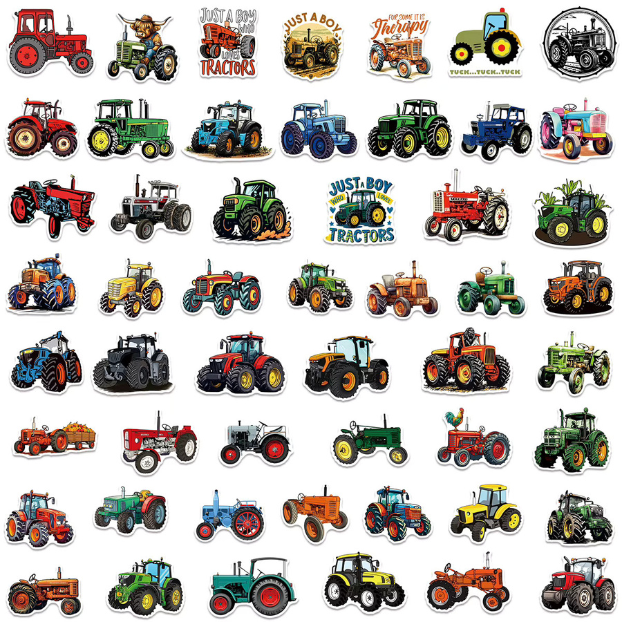 100 Stück Cartoon-Traktor Aufkleber in Bunt, wasserfeste DIY Sticker für Handyhüllen, Scrapbooks, Koffer und Laptops - Bild 2