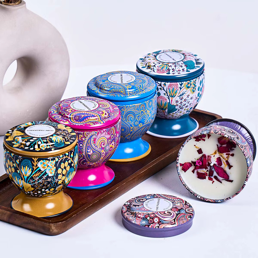 UDOCOOL Duftkerzen im Kelch-Design mit floralem Rosen- und Lavendelduft, mehrfarbiges Glas-Votivkerzenglas für Tischdekoration - Bild 2
