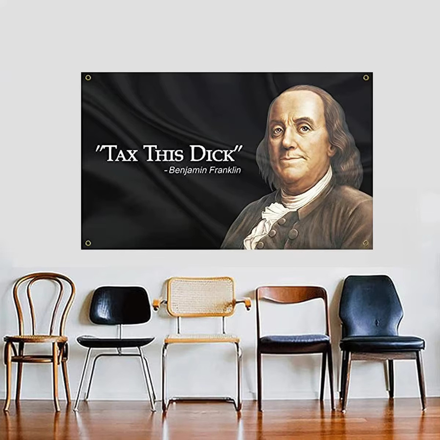 VIKAMA Benjamin Franklin Wandteppich im Vintage-Stil, minimalistische Kunst als Wanddekoration in Schwarz, Breite: 60 cm, Höhe: 60 cm - Bild 3