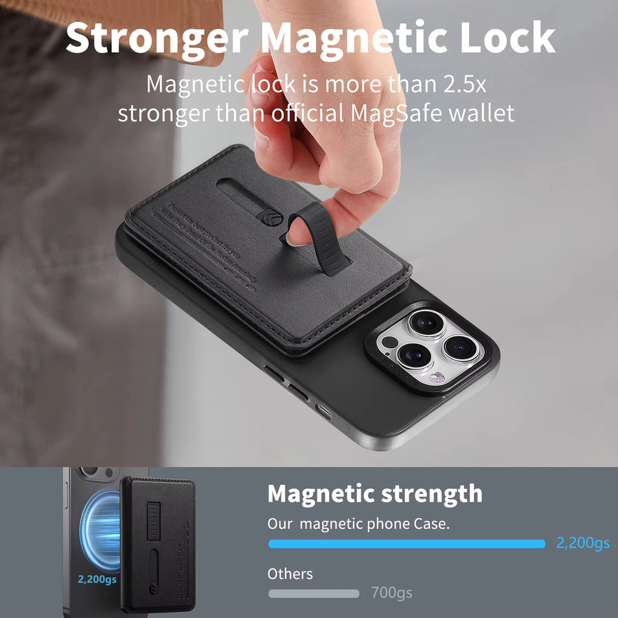 Magnetische Leder-Geldbörse mit integriertem Ständer und Kartenhalter für MagSafe kompatible iPhones in Schwarz, Grau oder Braun - Bild 5