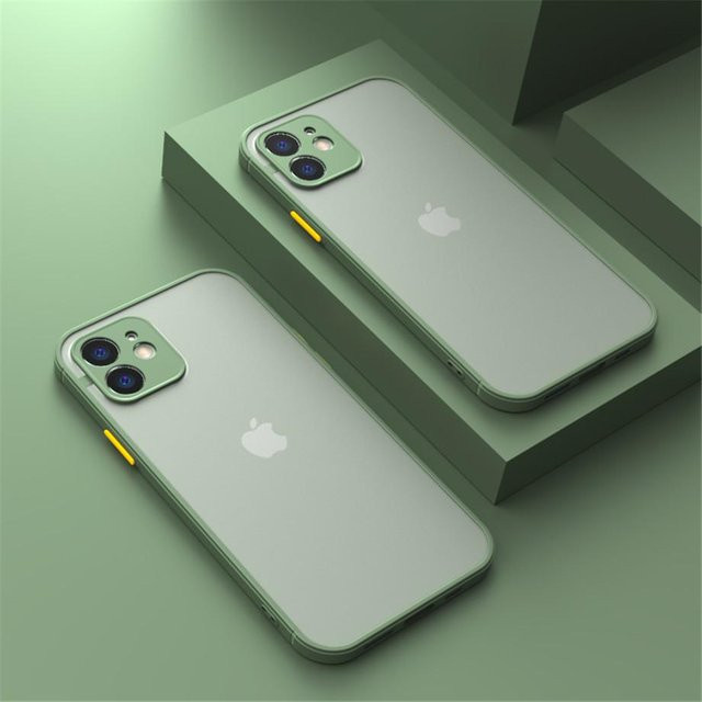 Rui Di Armor Matte Handyhülle für iPhone 15 Pro, stoßfeste Silikon Bumper Abdeckung aus hartem PC, grün und transparent - Bild 1
