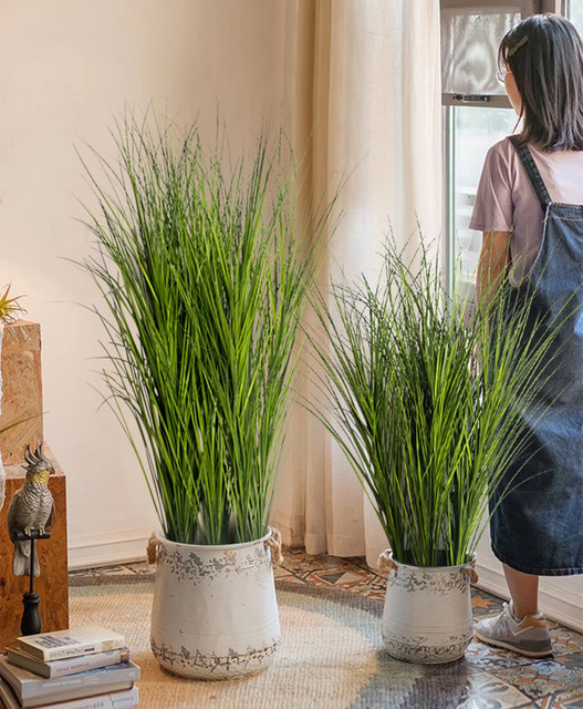 Künstliches Schilfrohrgras von Kmitang in Grün, tropische Zwiebelgraspflanzen aus Kunststoff für Dekoration in Garten, Büro oder Hochzeit - Bild 1