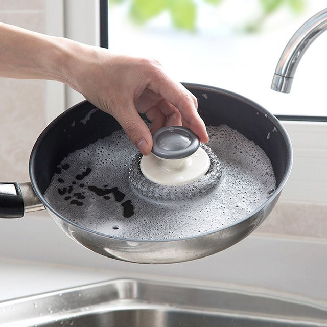 Edelstahlreinigungsbürste mit Griff zur Rost- und Ölentfernung in Silber - Bild 1