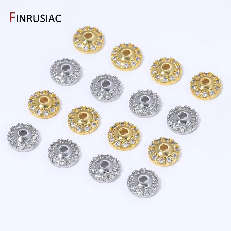 FINRUSIAC Perlenkappen 18K vergoldetes Messing, Zirkonia, 6mm, Unisex - Bild 1