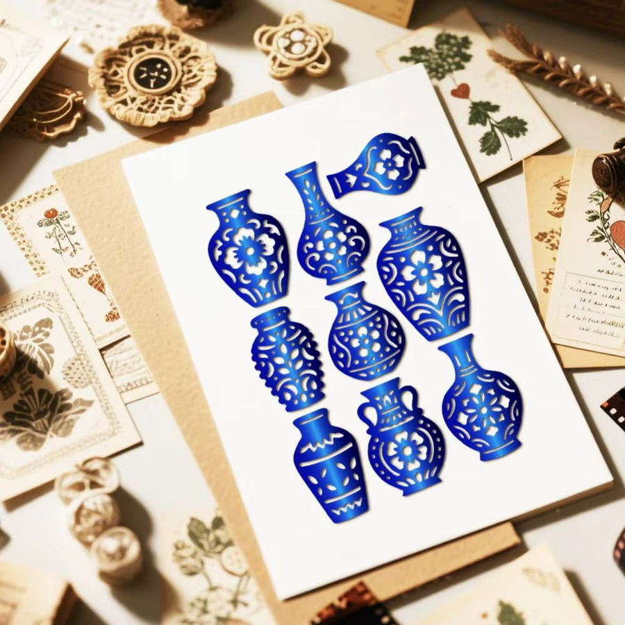 Blaues Metall-Stanzwerkzeug mit Mandala- und Blumenmustern für Scrapbooking und Prägearbeiten - Bild 3