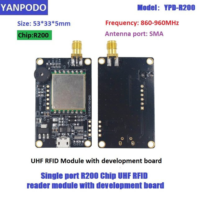 UltraRFID R200 Chip UHF RFID Lesermodul-Platine mit Antenne, USB-C, TTL UART, Reichweite 1-15m, inklusive SDK für ESP32, Raspberry Pi und Android - Bild 1
