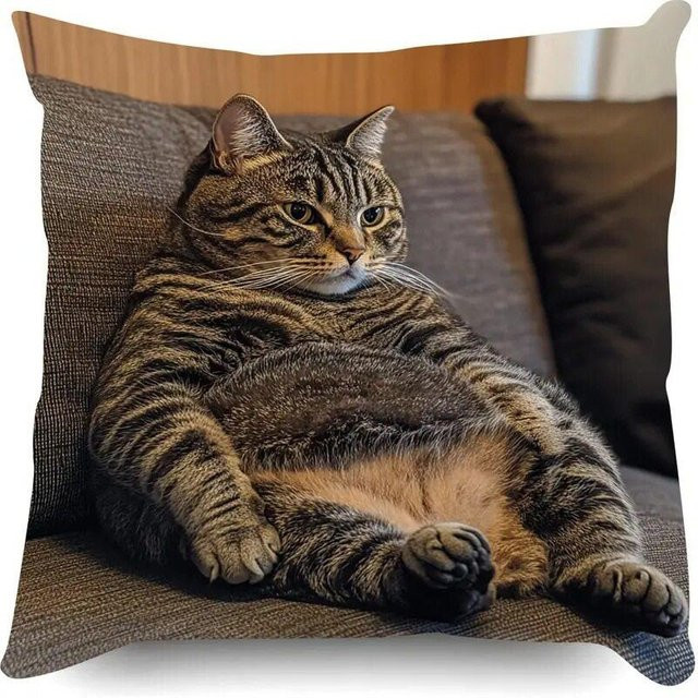 Dekorativer Kissenbezug mit Katzenmuster von JMG Clothing, Farbe Braun, B/B: 45 x 45 cm - Bild 1