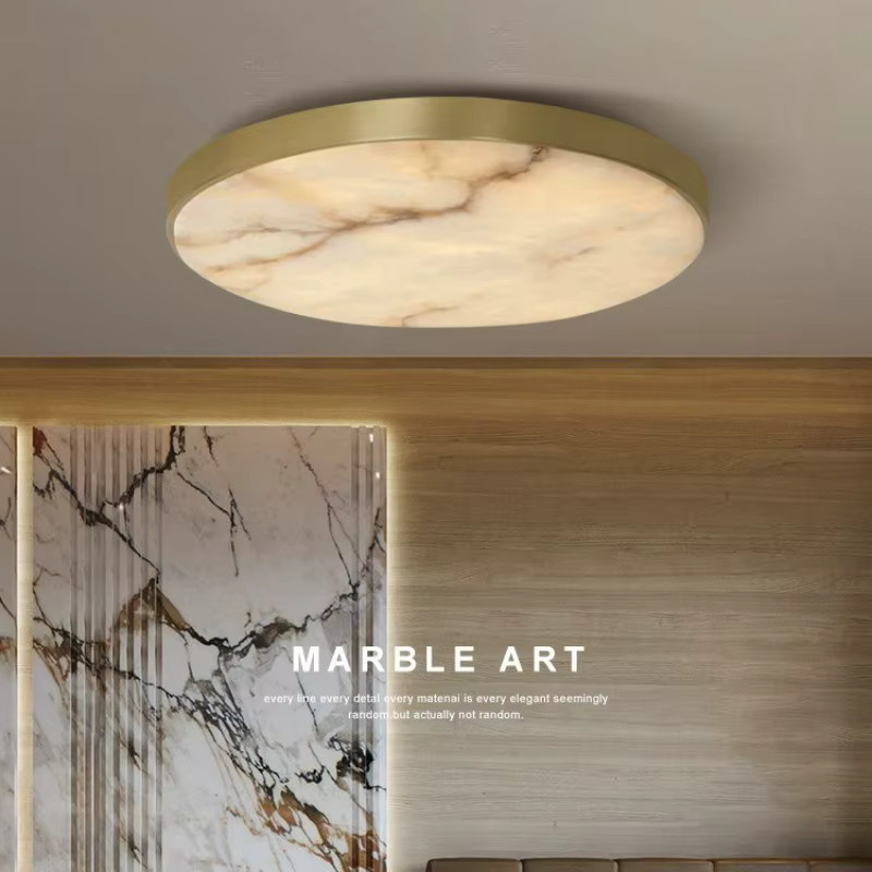 ZIMULONG Moderne Deckenleuchte aus Kupfer und echtem Marmor in Schwarz und Gold für Wohnzimmer und Schlafzimmer - Bild 2