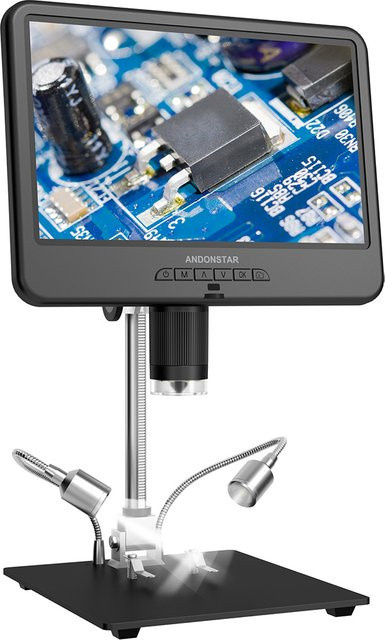 Andonstar AD210 Digitalmikroskop mit 10,1 Zoll verstellbarem LCD in Schwarz für Elektronikreparatur und PCB/SMD Lötarbeiten - Bild 1