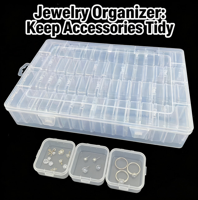 64-teiliges Set transparente Kunststoff-Aufbewahrungsboxen als tragbarer Organizer für Perlen, Schmuck und Bastelmaterialien - Bild 1