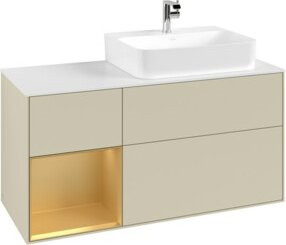 Villeroy & Boch Finion Waschtischunterschrank mit Abdeckplatte, Farbe Weiß Matt Lacquer, B/T/H: 120 x 50,1 x 50,1 cm - Bild 1