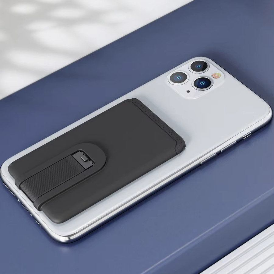 Universal Silikon Kartenhalter für iPhone und Samsung in Schwarz - Bild 3