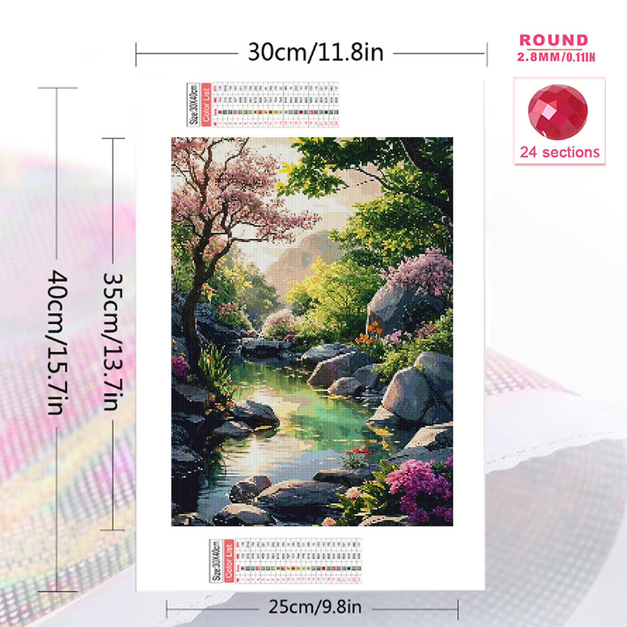 Momoart 5D-Diamantgemälde Flusslandschaft mit Baum als DIY-Stickmuster für Erwachsene und Anfänger, Multicolour, B/H: 30,0 x 20,0 cm - Bild 2