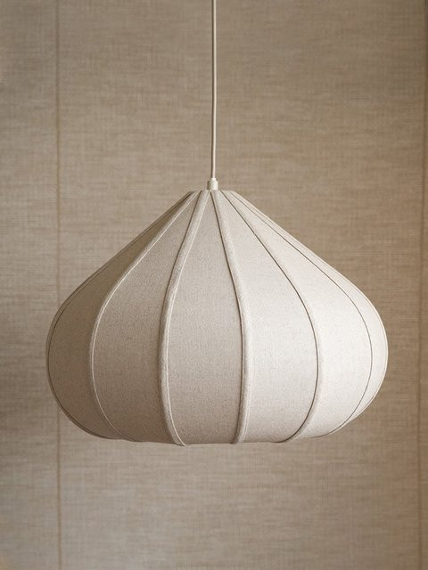 VIGOUS Pendelleuchte im Wabi Sabi Design aus Stoff in Beige für Schlafzimmer, Flur und Esszimmer - Bild 1