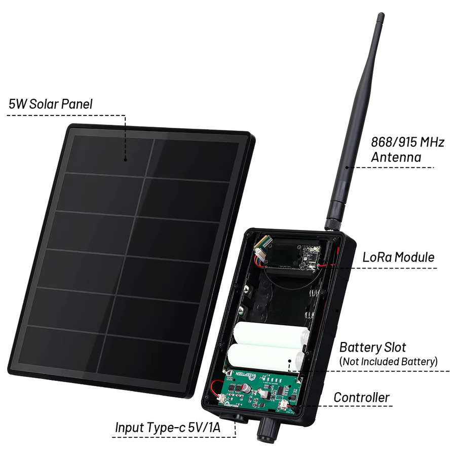 Heltec 5W Solar-Netzwerk-Repeater mit WiFi LoRa 32 V4 ESP32 und GPS-Modul, Solarbetriebener Mesh-LoRa-Knoten für IoT und LoRaWAN in Schwarz - Bild 3