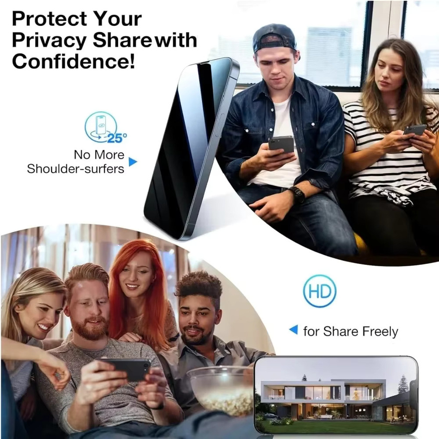 SFHOMIE 4er-Pack Anti-Spy Privatsphäre Schutzglas für iPhone 11 12 13 14 15 16 Pro Max und Plus, Transparent - Bild 5