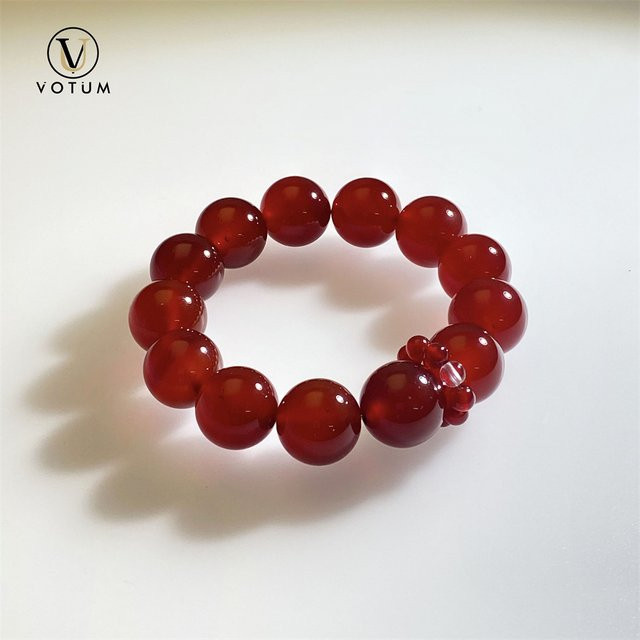 Votum Armband, rote Achatperlen, Damen - Bild 1
