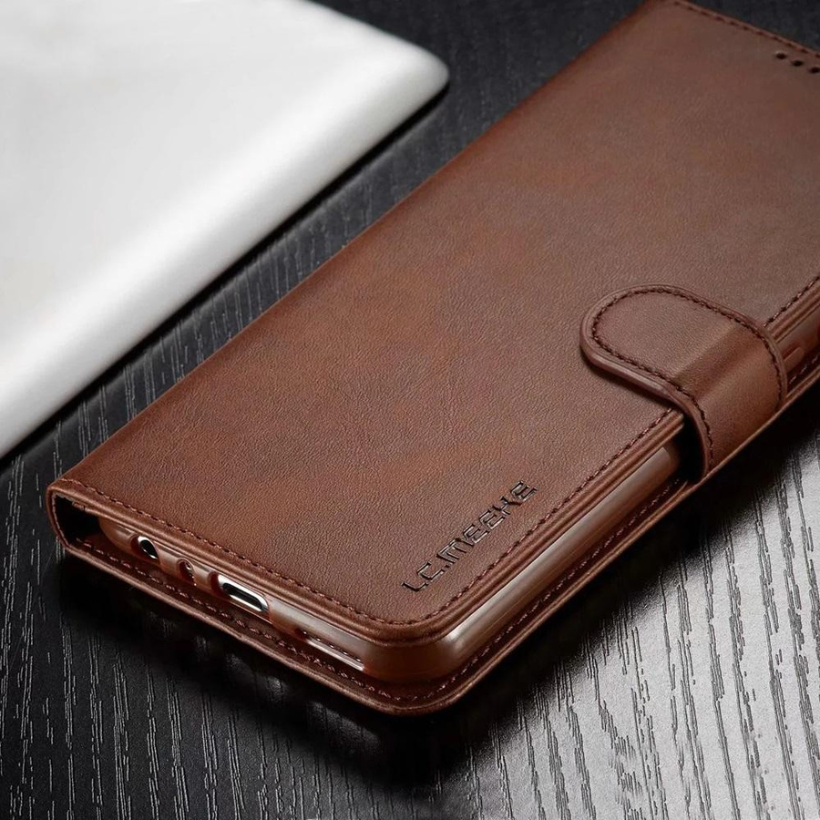 Leder Portemonnaie Klapphülle für Samsung Galaxy S23 S22 S21 S20 S10 S9 S8 Ultra FE A53 A33 A13 A73 A52s A32 A22 A12 5G in Schwarz, Braun, Gelb oder Pink - Bild 1
