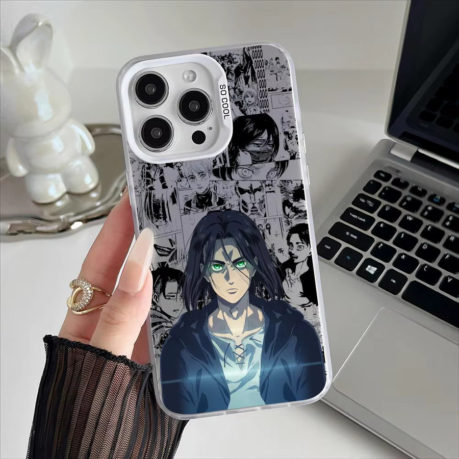 Handyhülle Attack on Titan Eren Yeager für iPhone 11 bis 17 Pro Max Designer Matt Laser Aurora in Weiß und Multicolour - Bild 2