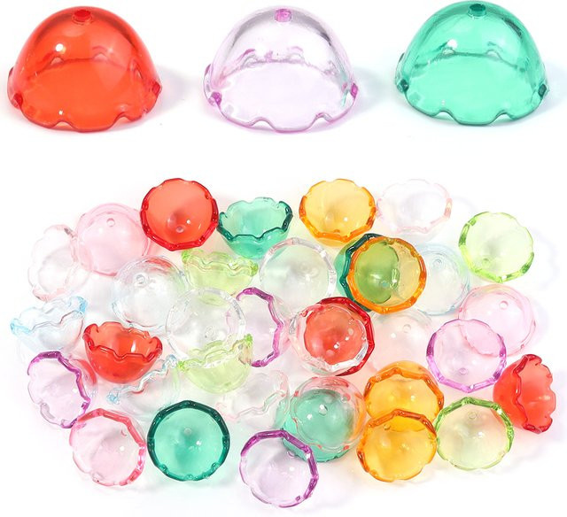 louleur Perlen Acryl, Bunte Transparente Blume Quallen, 13x22mm, Unisex - Bild 1