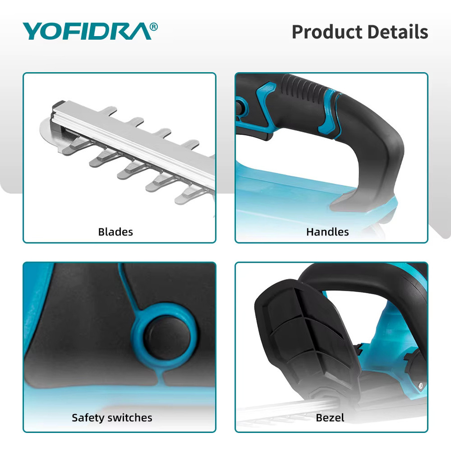 YOFIDRA Kabelloser Elektrischer Heckenschneider 2000W 15000RPM Astsäge und Rasenmäher in Blau für Makita LXT Akku - Bild 5