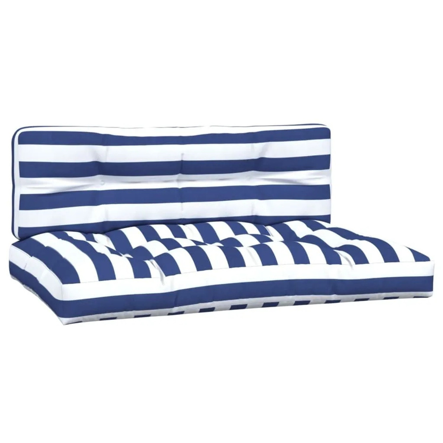 vidaXL Palettenkissen 2-teilig Blau-Weiß Gestreift aus Polyester, UV-beständig und wasserabweisend, B/T/H: 80 x 80 x 12 cm - Bild 2