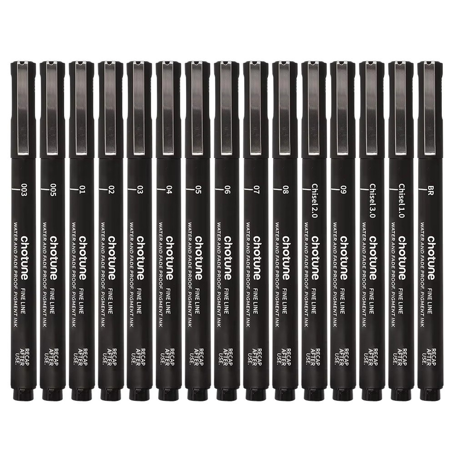 Kissbuty Fineliner Set in Schwarz mit 15 Größen, wasserfeste Archivtinte für Künstlerillustrationen, Skizzieren und Manga-Technikzeichnungen - Bild 4