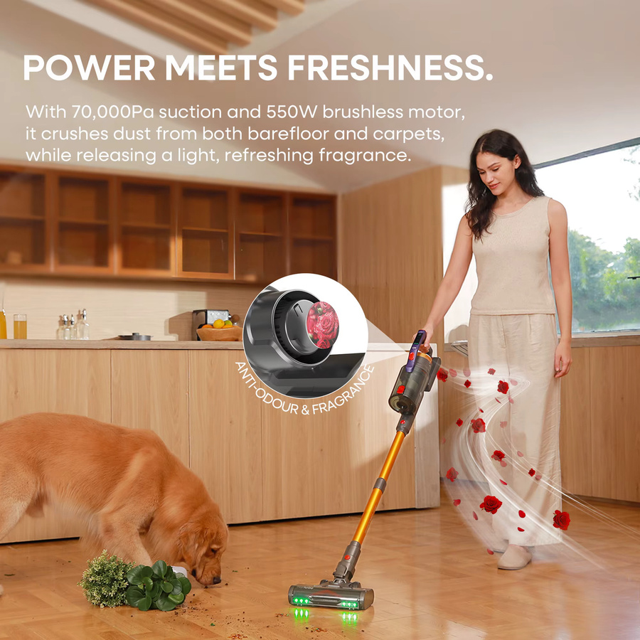 Erabros EV7 Kabelloser Stabstaubsauger mit 550W Motor, 70KPa Saugkraft und 70 Min. Laufzeit, bagless, multicolour - Bild 2