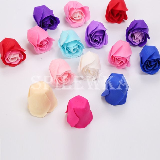 63 Stück Künstliche Rosen von Spilewka in Blau, Dreischichtige Seifenblumen ohne Basis für Hochzeitssträuße und Valentinstag-Blumenboxen, Durchmesser: 3,5 cm - Bild 1