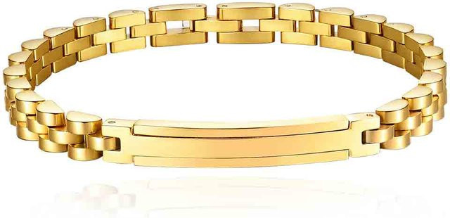 VQYSKO Armband Edelstahl, Gold, 6 mm, gebogen - Bild 1