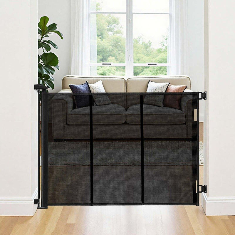 Einziehbares Babygitter von Buying Solutions, MB, Schwarz, Roll-up Netz-Hundegitter, erweiterbar auf Breite: 320 cm, Höhe: 98 cm - Bild 8