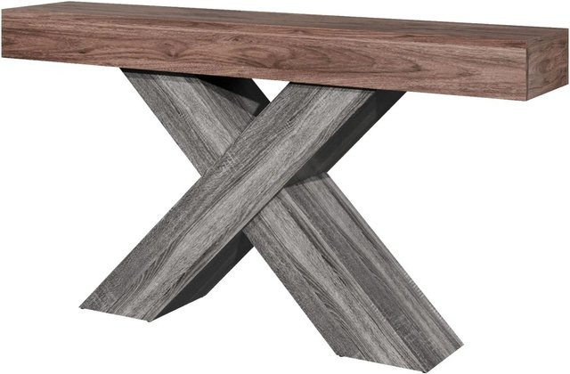 okwish Konsolentisch in Holzoptik für Flur und Wohnzimmer, Braun, B/T/H: 140 x 30 x 80 cm - Bild 1
