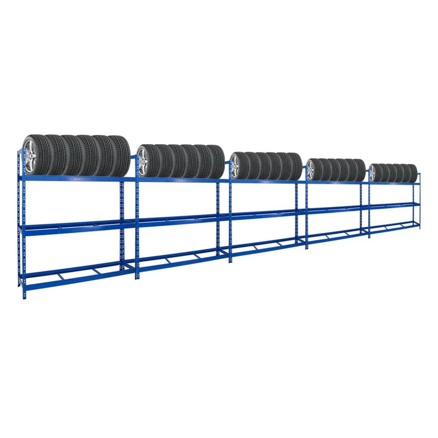 PROREGAL Reifenregal Tiger XL Blau, 5er Set aus Stahl mit verstellbaren Regalböden, H x B x T: 200 x 180 x 45 cm - Bild 2